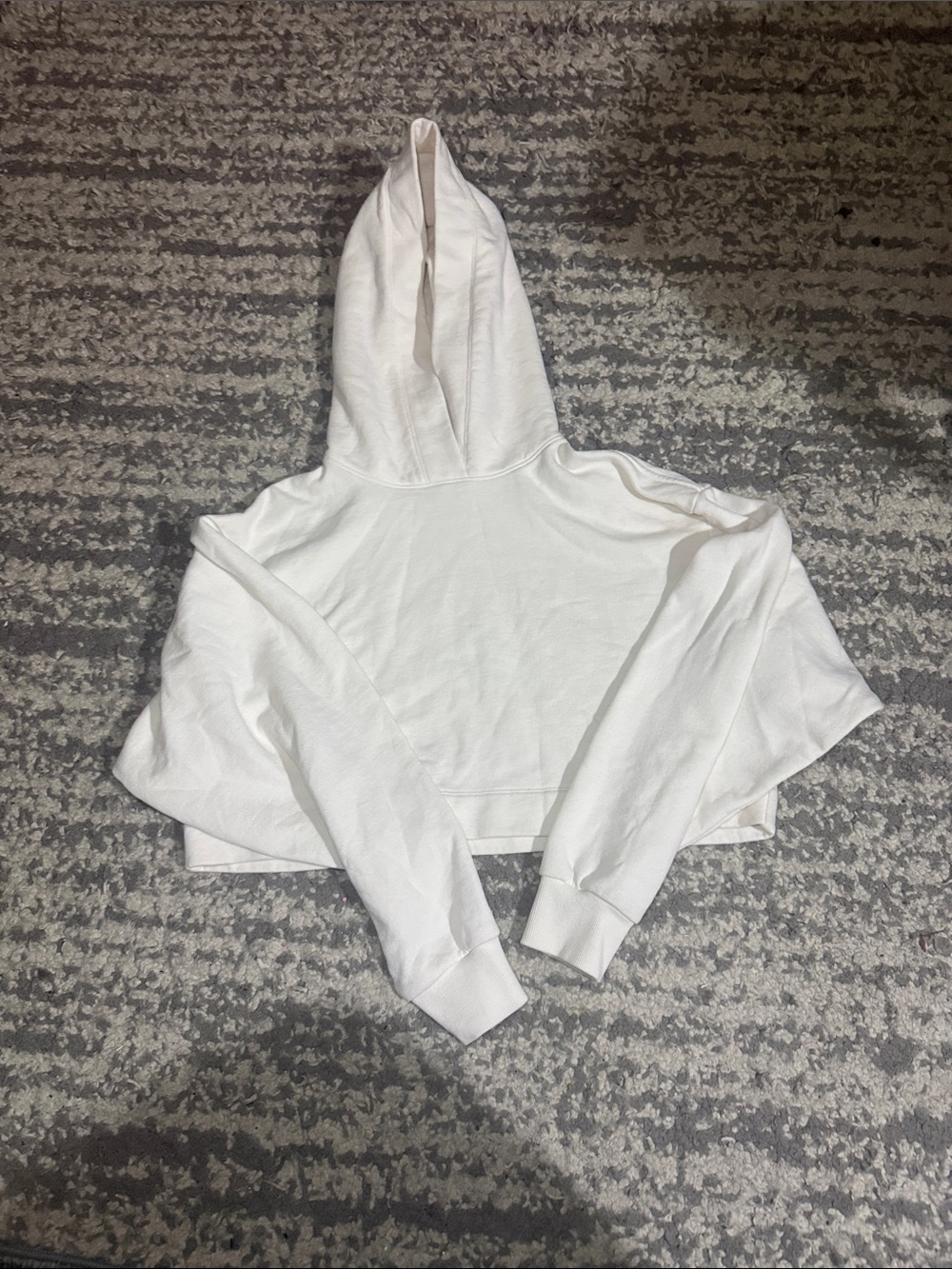 ALO Yoga White Cropped Hoodie with Hooded Neck